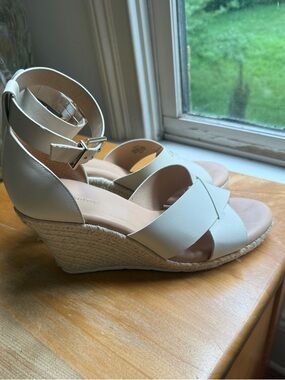 Alex Marie Cream Espadrille Wedge Sandals with Ankle Strap